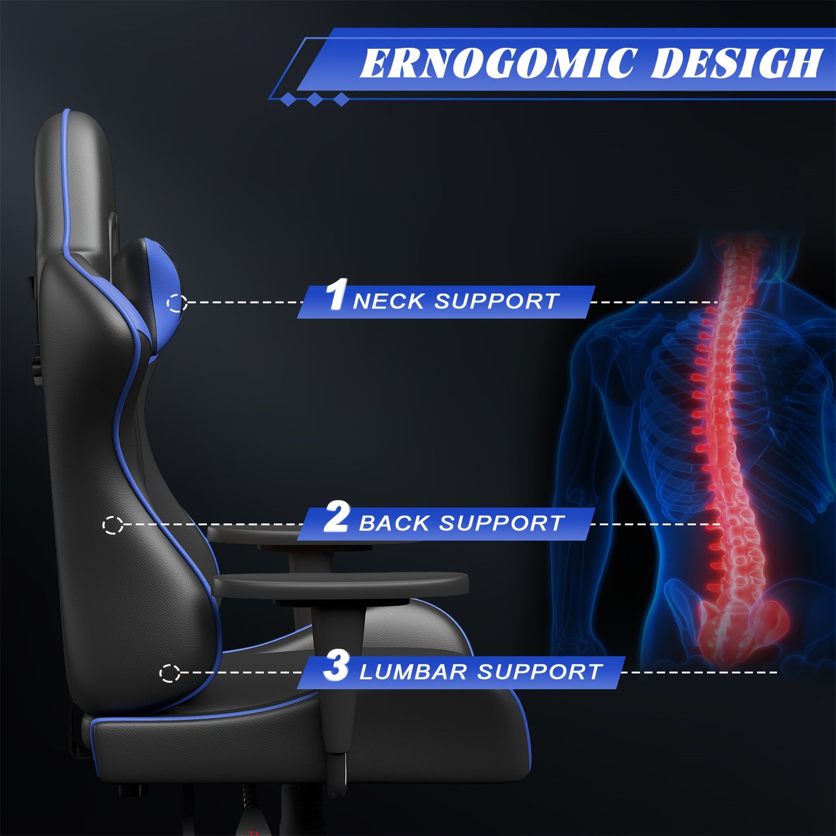 Adjustable Height Swivel Ergonomic Gaming Chair