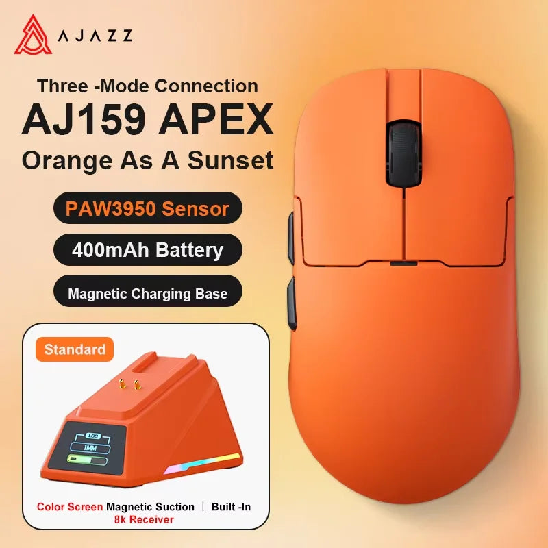 AJ159 Wireless Gamer Mouse with RGB Magnetic Charging Base