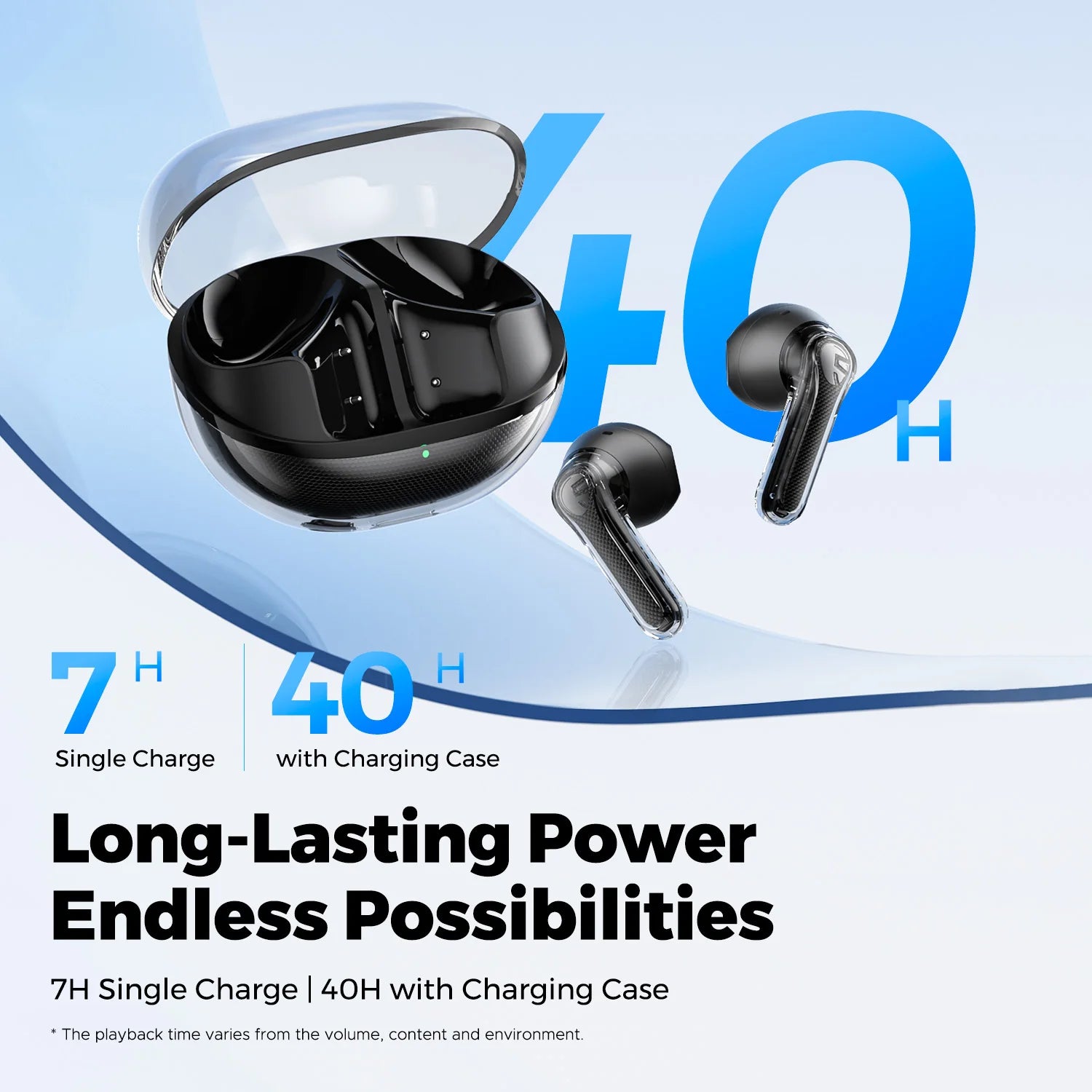 Clear Pods Bluetooth Wireless Earphones with Dual ENC Mic