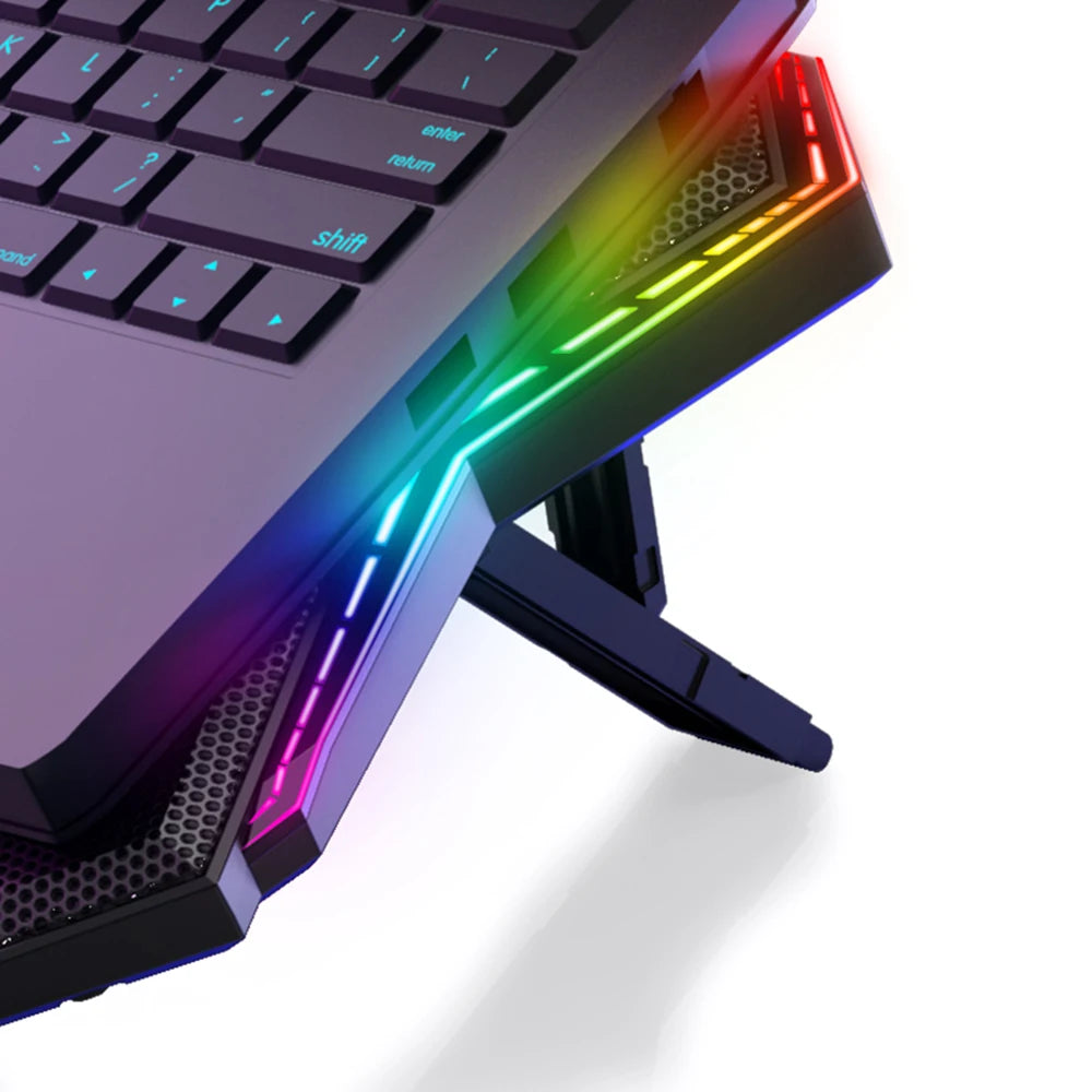 K40 RGB Laptop Cooler 6-fan with Adjustable Wind Speed Stand