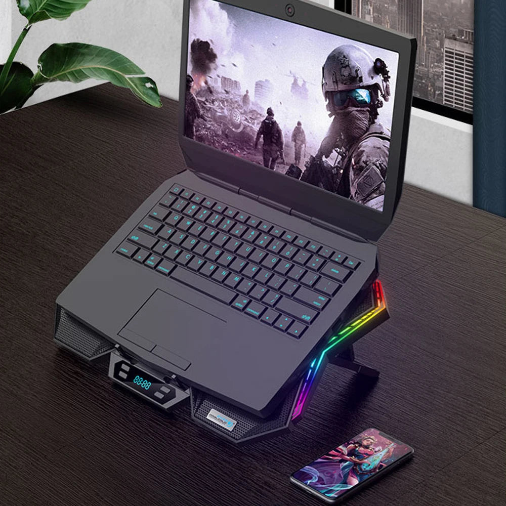 K40 RGB Laptop Cooler 6-fan with Adjustable Wind Speed Stand