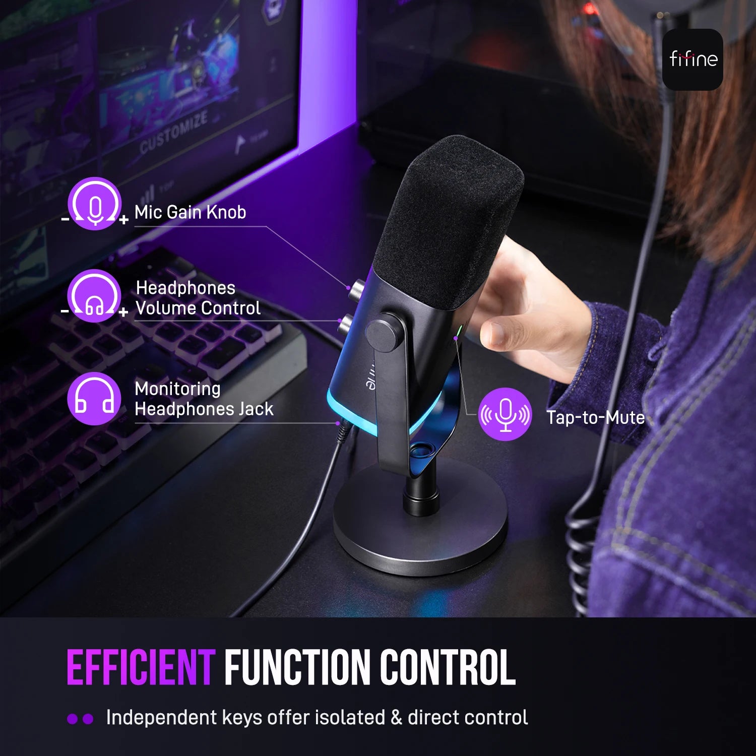 Dynamic Microphone with RGB Control/Headphone