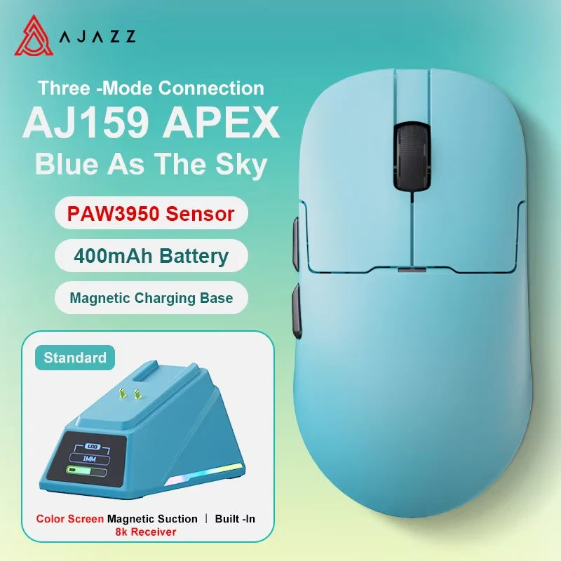 AJ159 Wireless Gamer Mouse with RGB Magnetic Charging Base