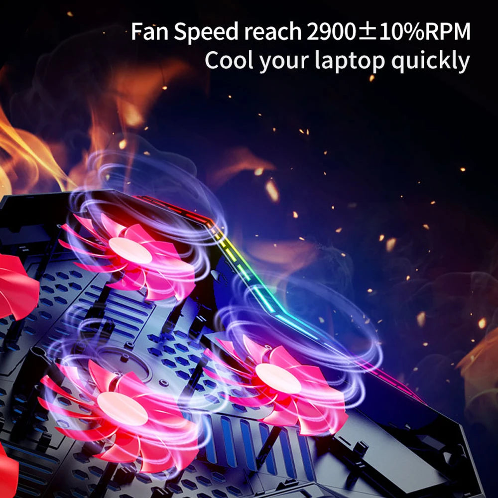 K40 RGB Laptop Cooler 6-fan with Adjustable Wind Speed Stand