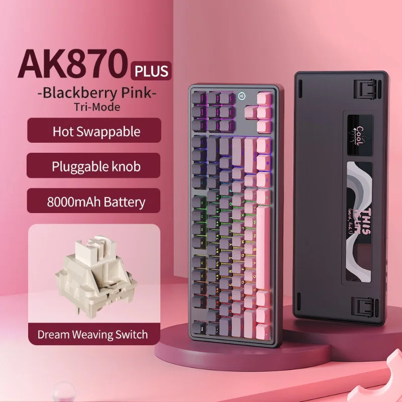 AK870 Plus Wireless TFT Screen Mechanical Keyboard