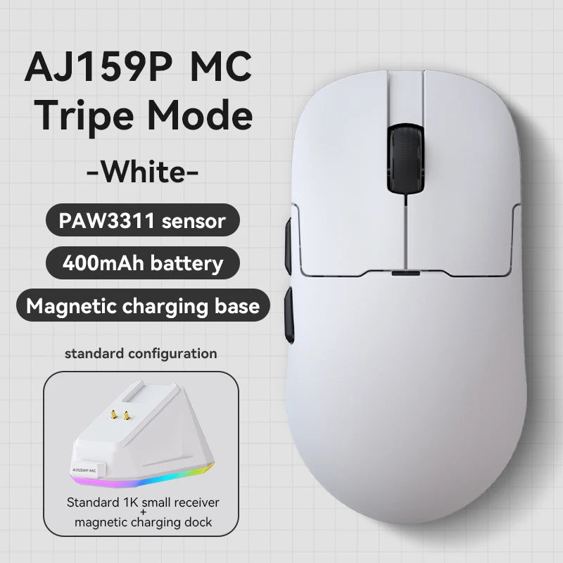 AJ159 Wireless Gamer Mouse with RGB Magnetic Charging Base