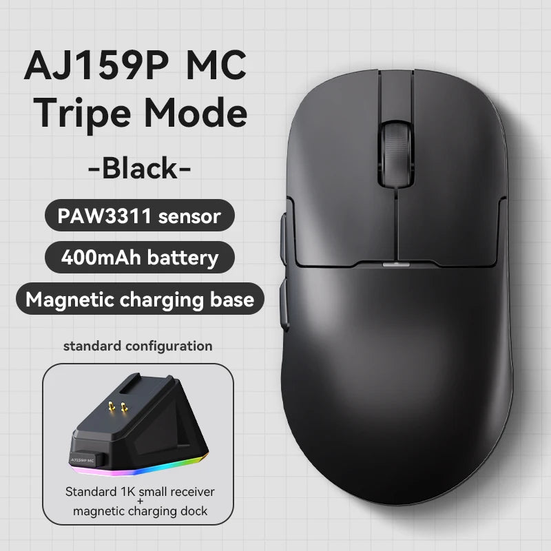 AJ159 Wireless Gamer Mouse with RGB Magnetic Charging Base