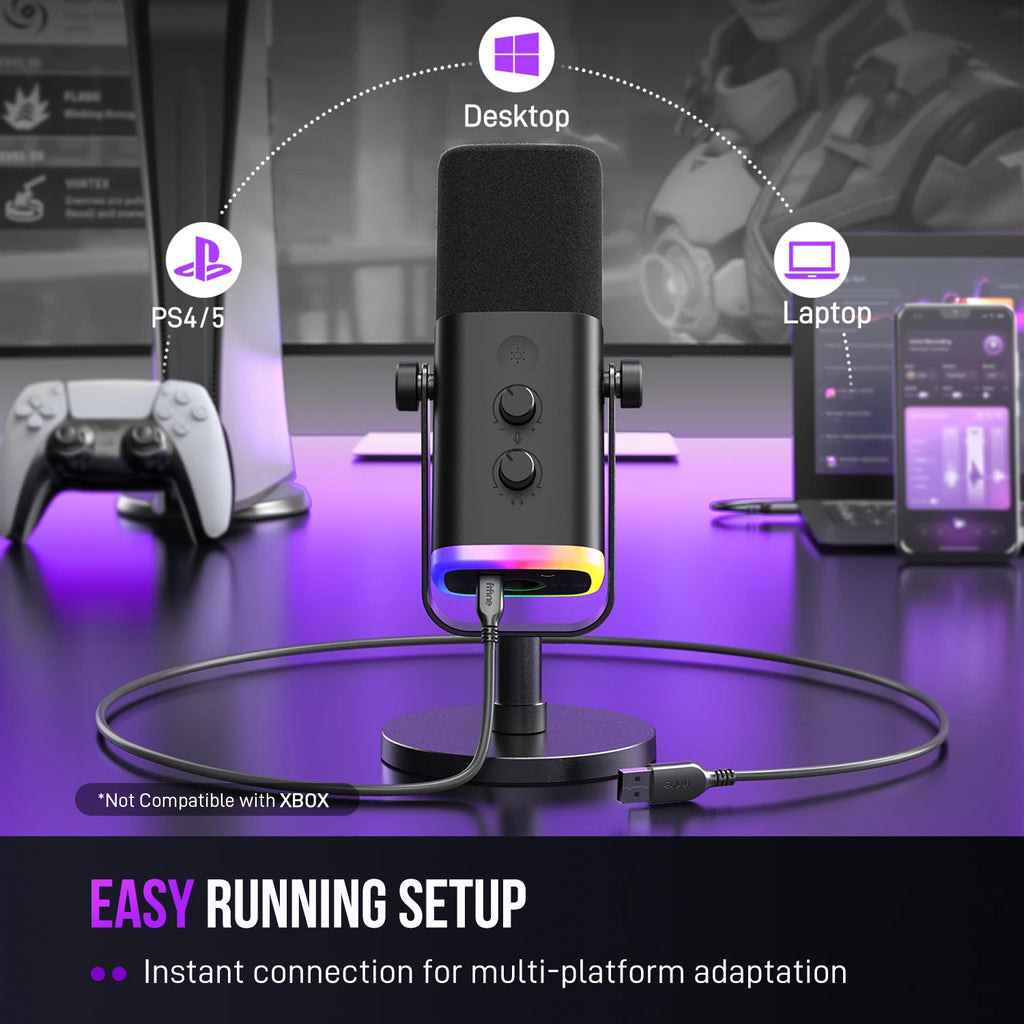 Dynamic Microphone with RGB Control/Headphone