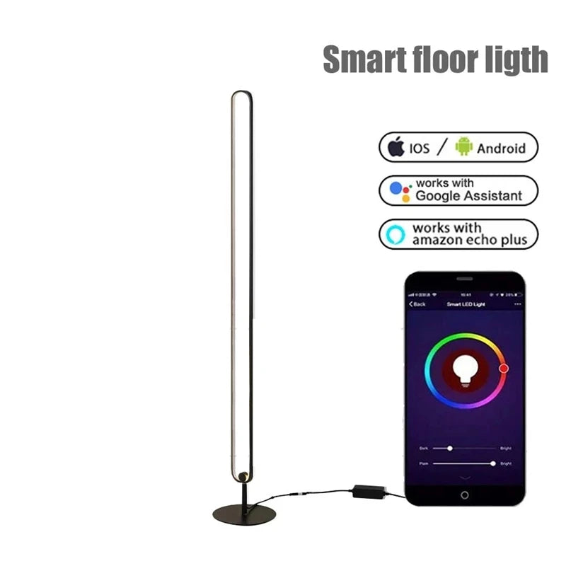 Modern RGB Remote Minimalist LED Floor Lamps Alexa Standing Lamp