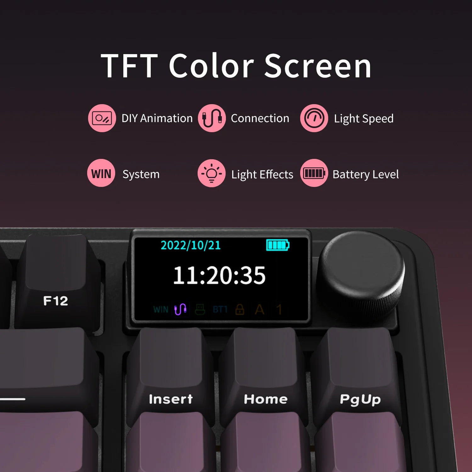AK870 Plus Wireless TFT Screen Mechanical Keyboard