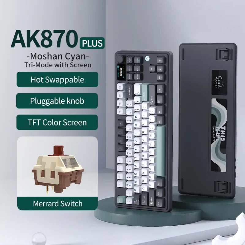 AK870 Plus Wireless TFT Screen Mechanical Keyboard