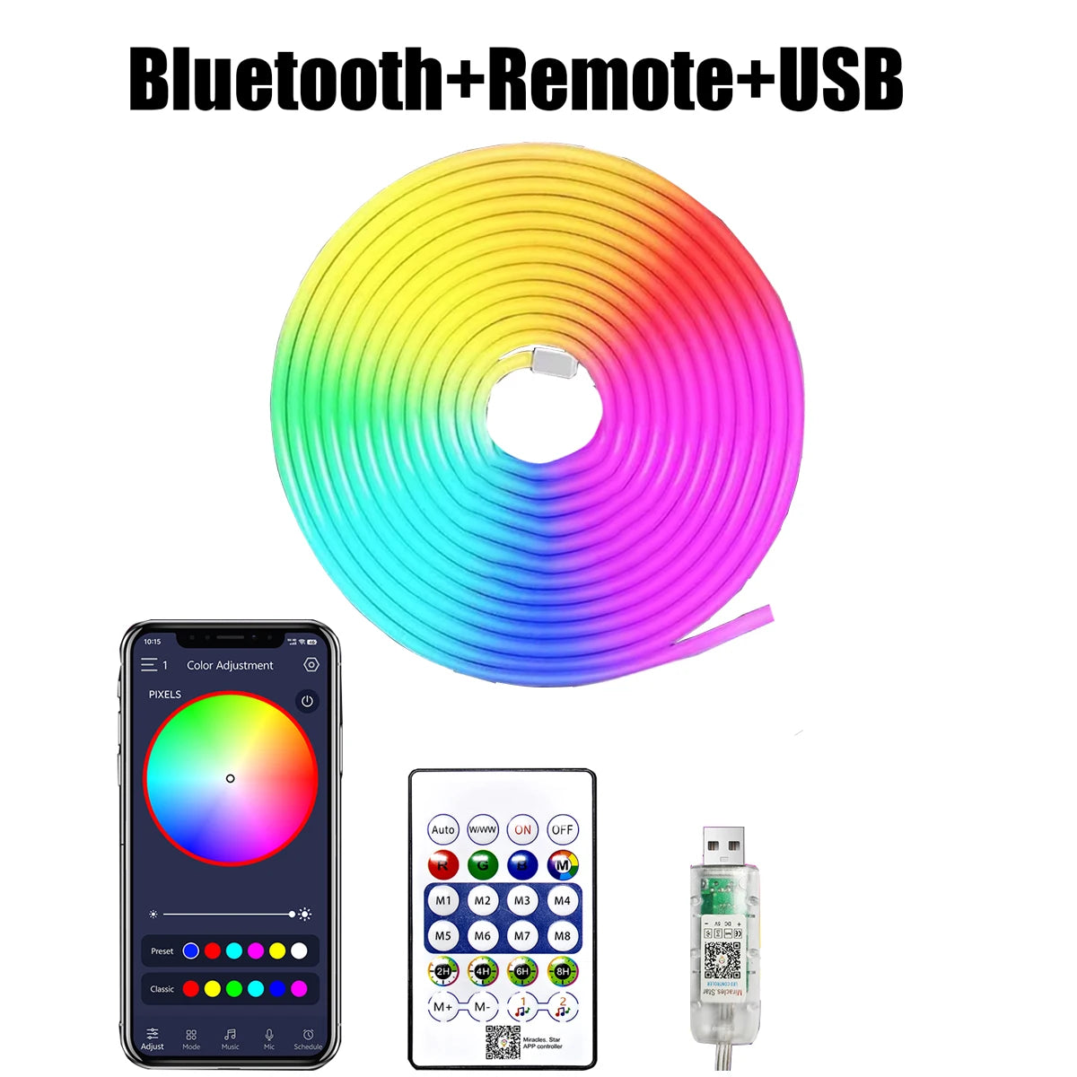 RGB Neon Strip Light 1M 2M 3M 5M USB