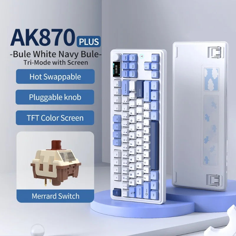 AK870 Plus Wireless TFT Screen Mechanical Keyboard