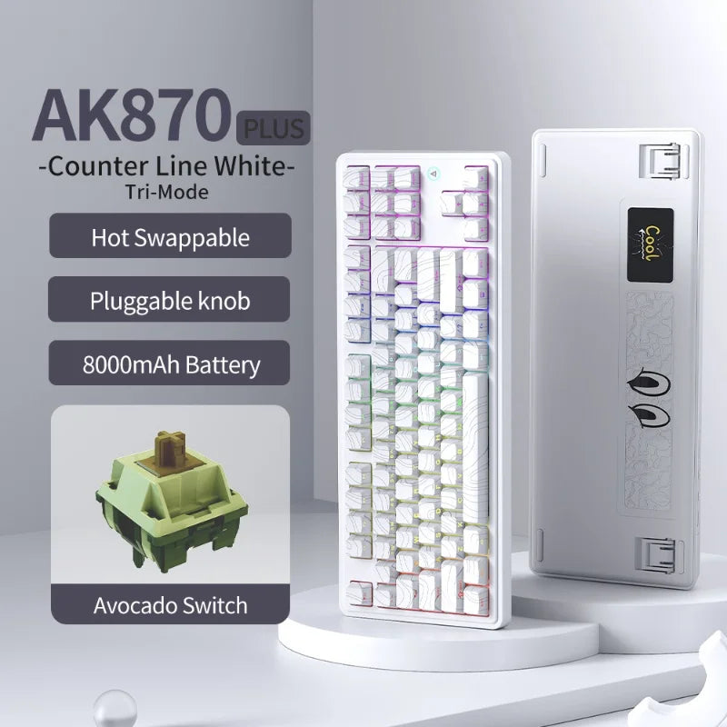 AK870 Plus Wireless TFT Screen Mechanical Keyboard