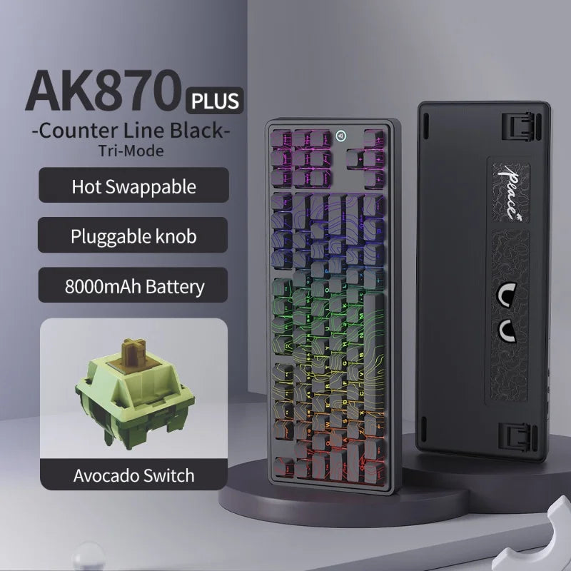 AK870 Plus Wireless TFT Screen Mechanical Keyboard