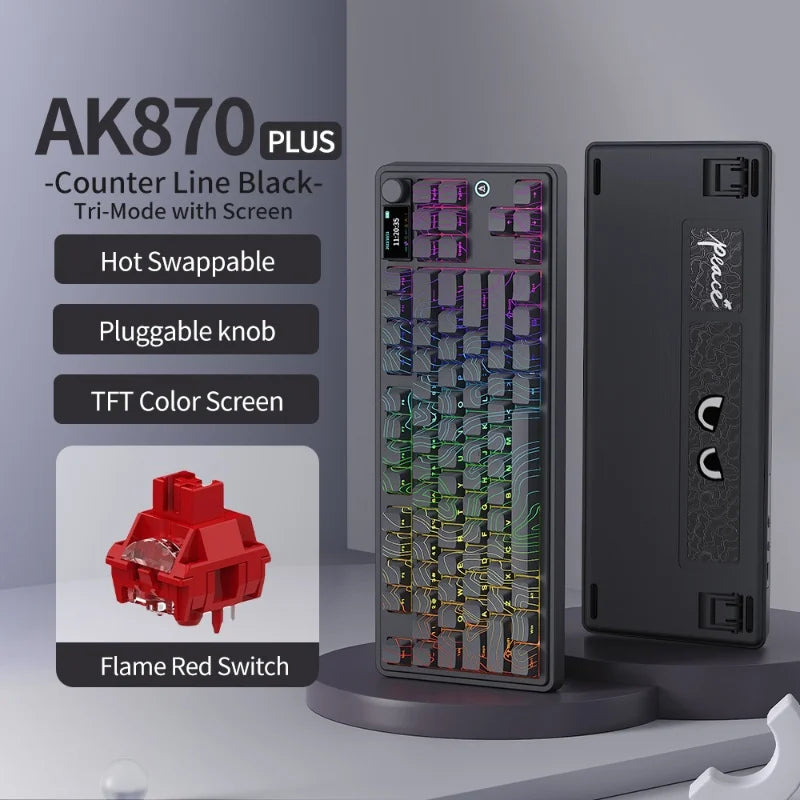 AK870 Plus Wireless TFT Screen Mechanical Keyboard