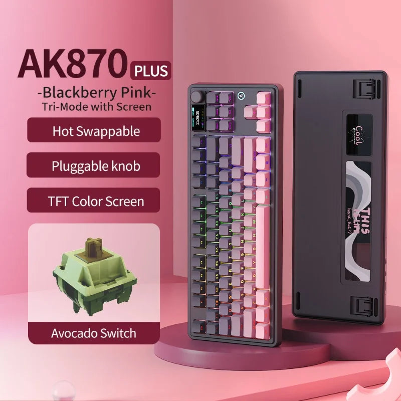 AK870 Plus Wireless TFT Screen Mechanical Keyboard